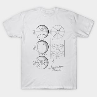 Basketball Vintage Patent Hand Drawing T-Shirt